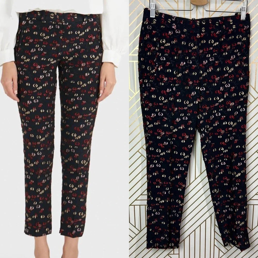 Rodebjer‎ Paloma Threat Cut Trousers Pants Black Print Size M / US 6